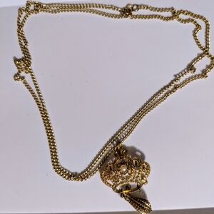 Elegant Gold Crown Pendant Necklace